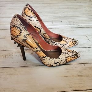 RACHEL Rachel Roy spiked studded snake skin‎ heels pink orange peach